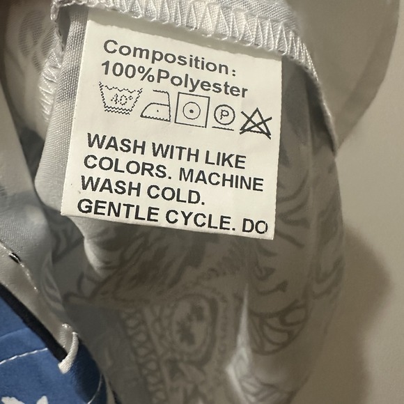 Paisley Men's Button Up Short Sleeve Shirt Blue White And Black Size XXL - Picture 4 of 5